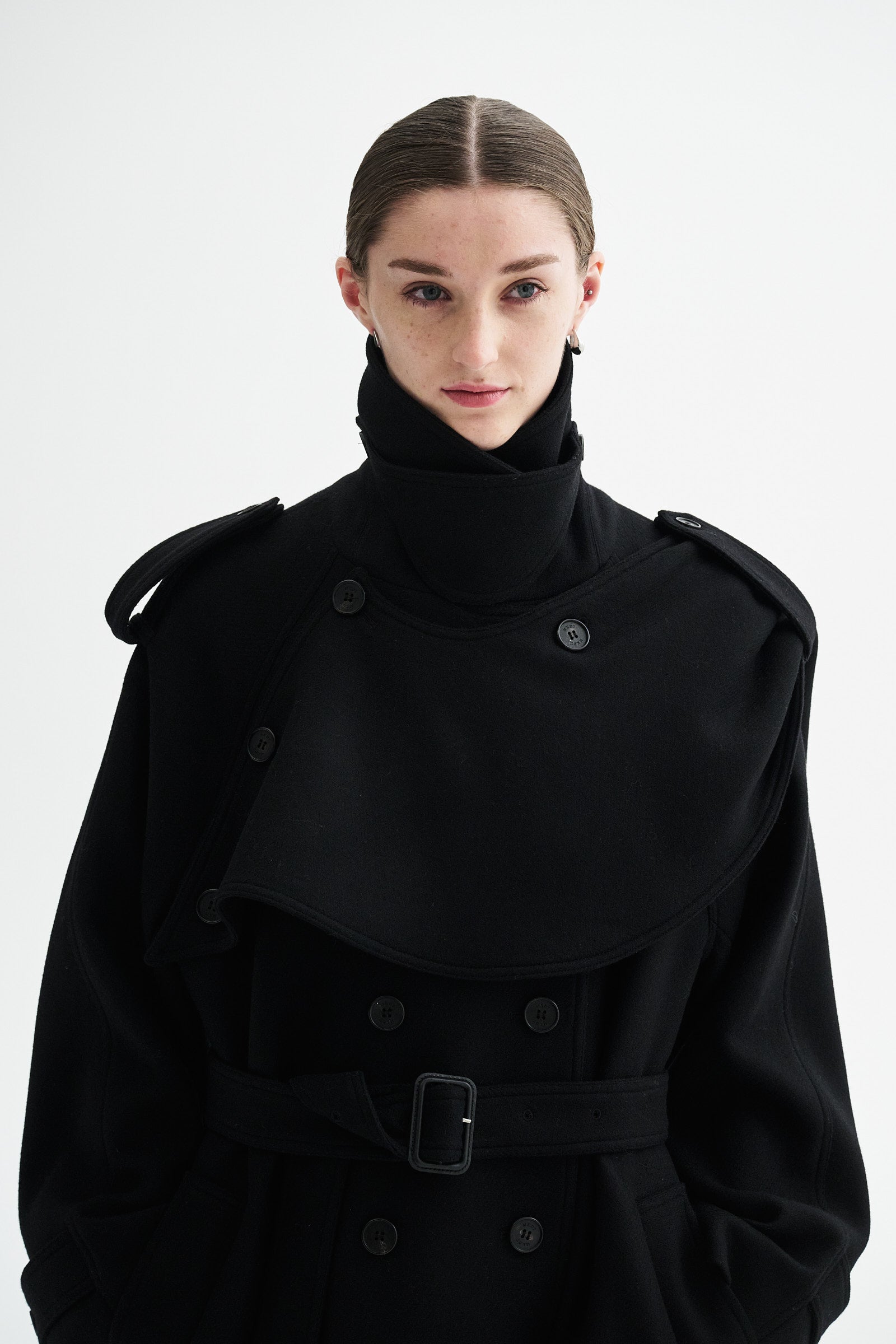 MKDT Studio CICELY TWO LAYERED WOOL Coats BLACK