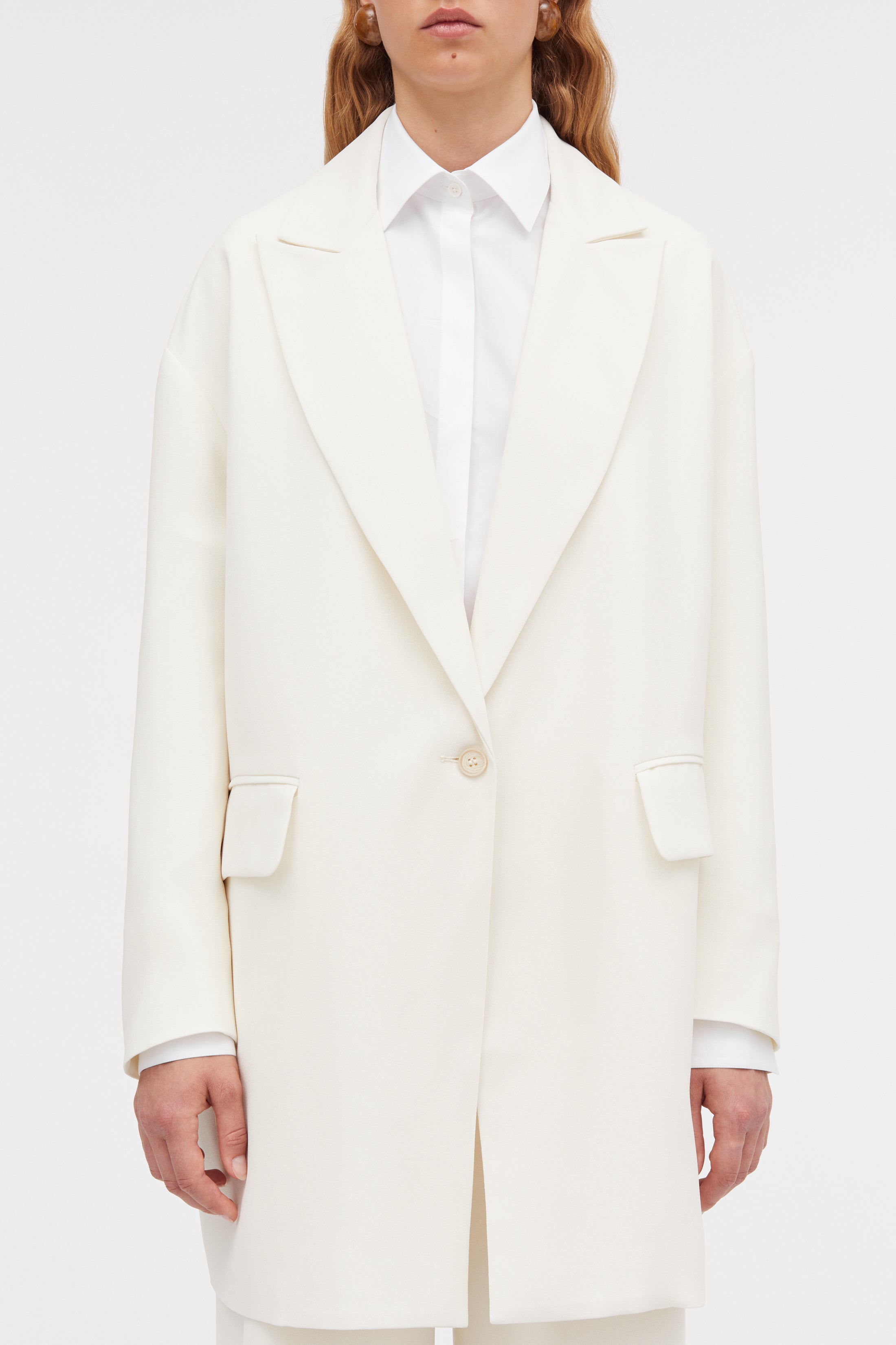 Mark Kenly Domino Tan Carli Crepe Georgette Coats IVORY