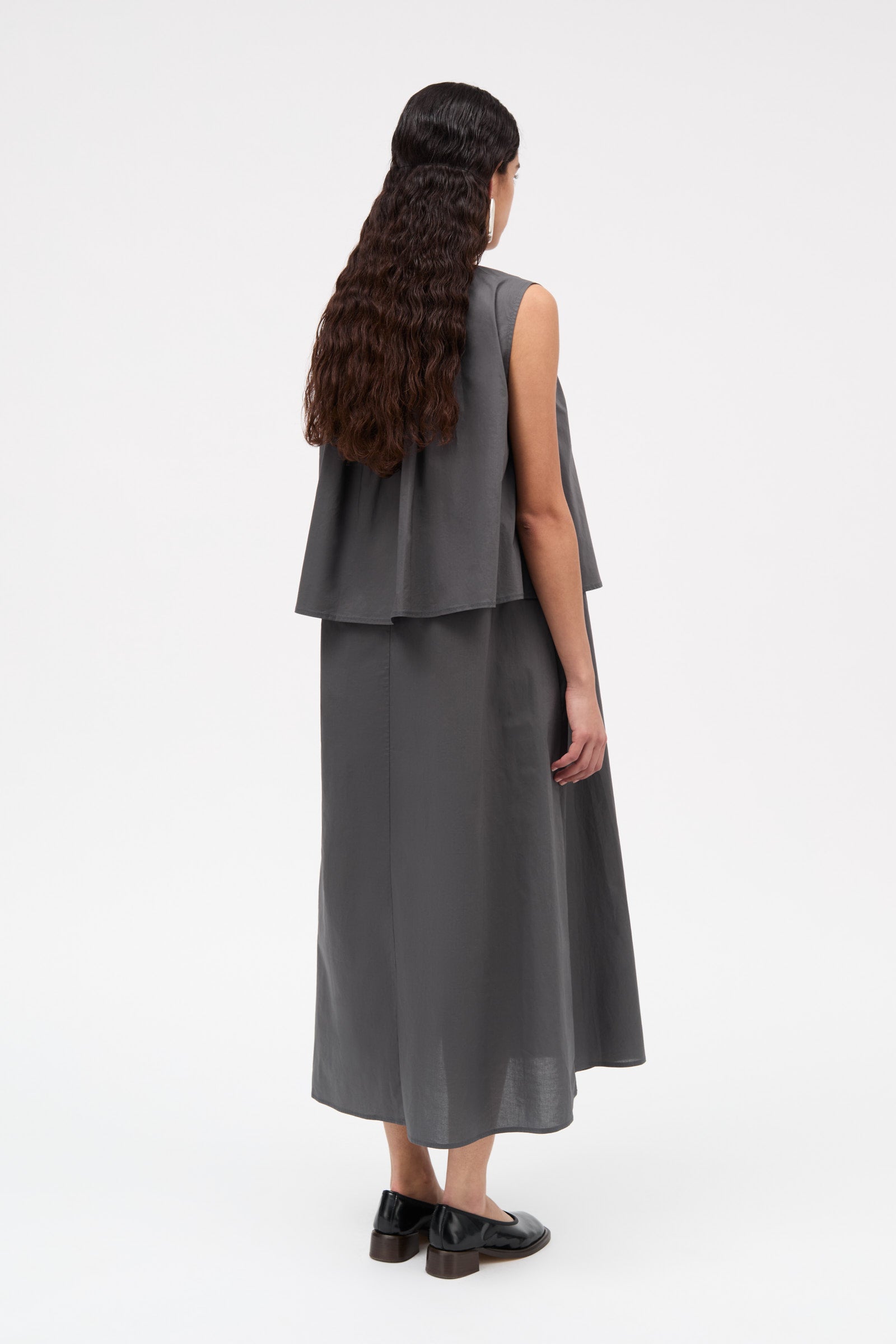 Mark Kenly Domino Tan Dorea Sheer Cotton Organic Dresses ANTRACIT