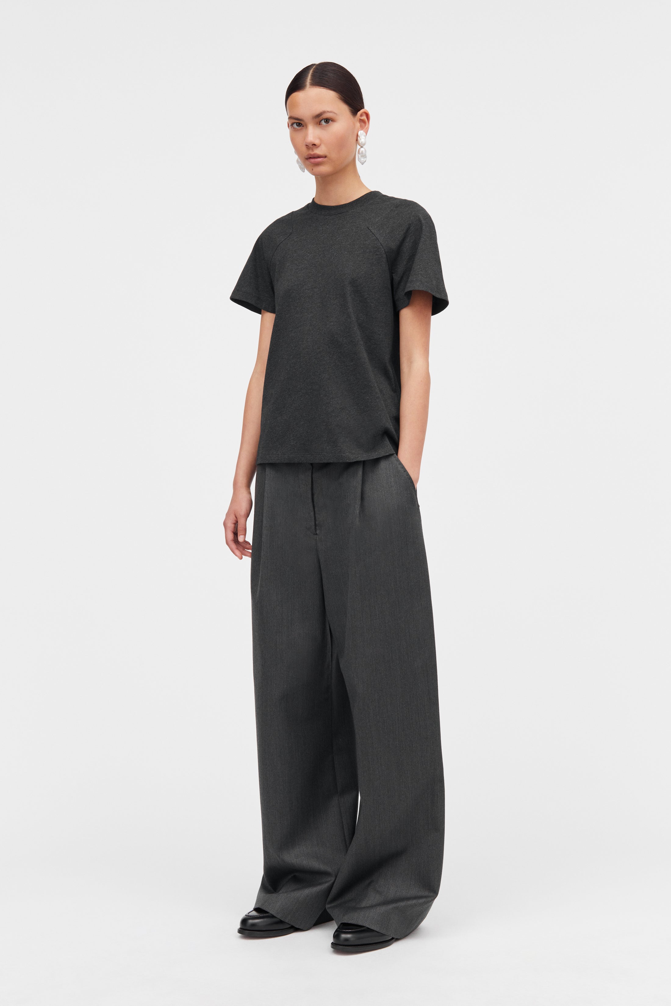 MKDT Studio Laia Cotton Jersey T-Shirts DARK GREY MELANGE