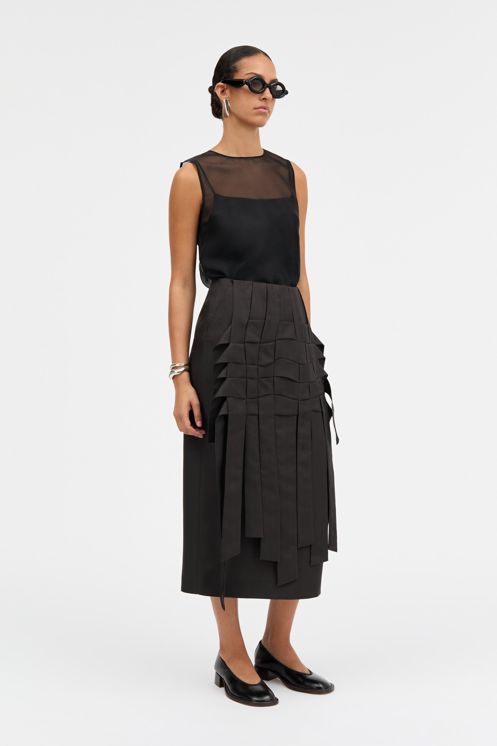 MKDT Studio NORO-ATELIER SILK WOOL TWILL Skirts BLACK