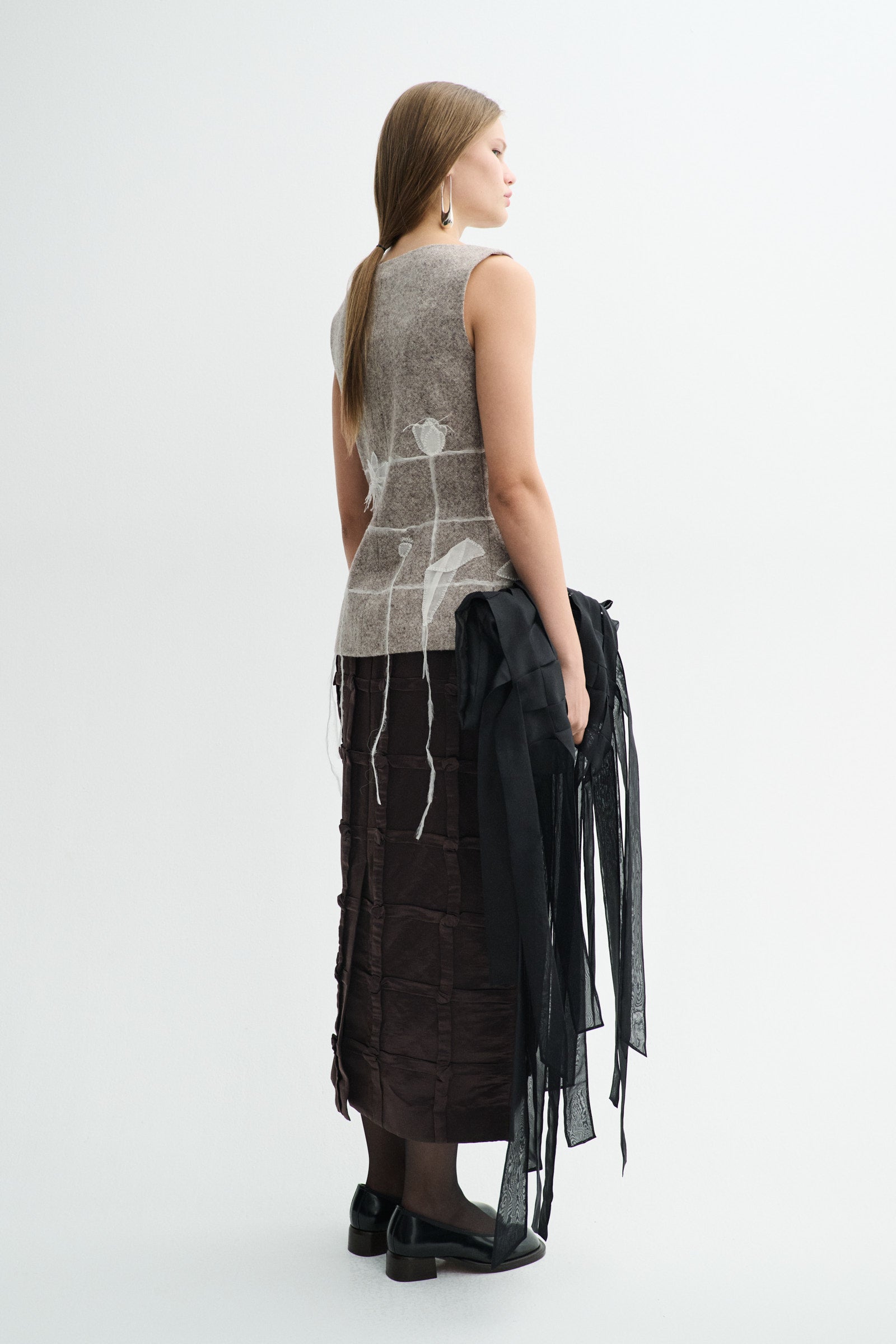 MKDT Studio NURI-ATELIER LINEN SILK BLEND Skirts DARK BROWN