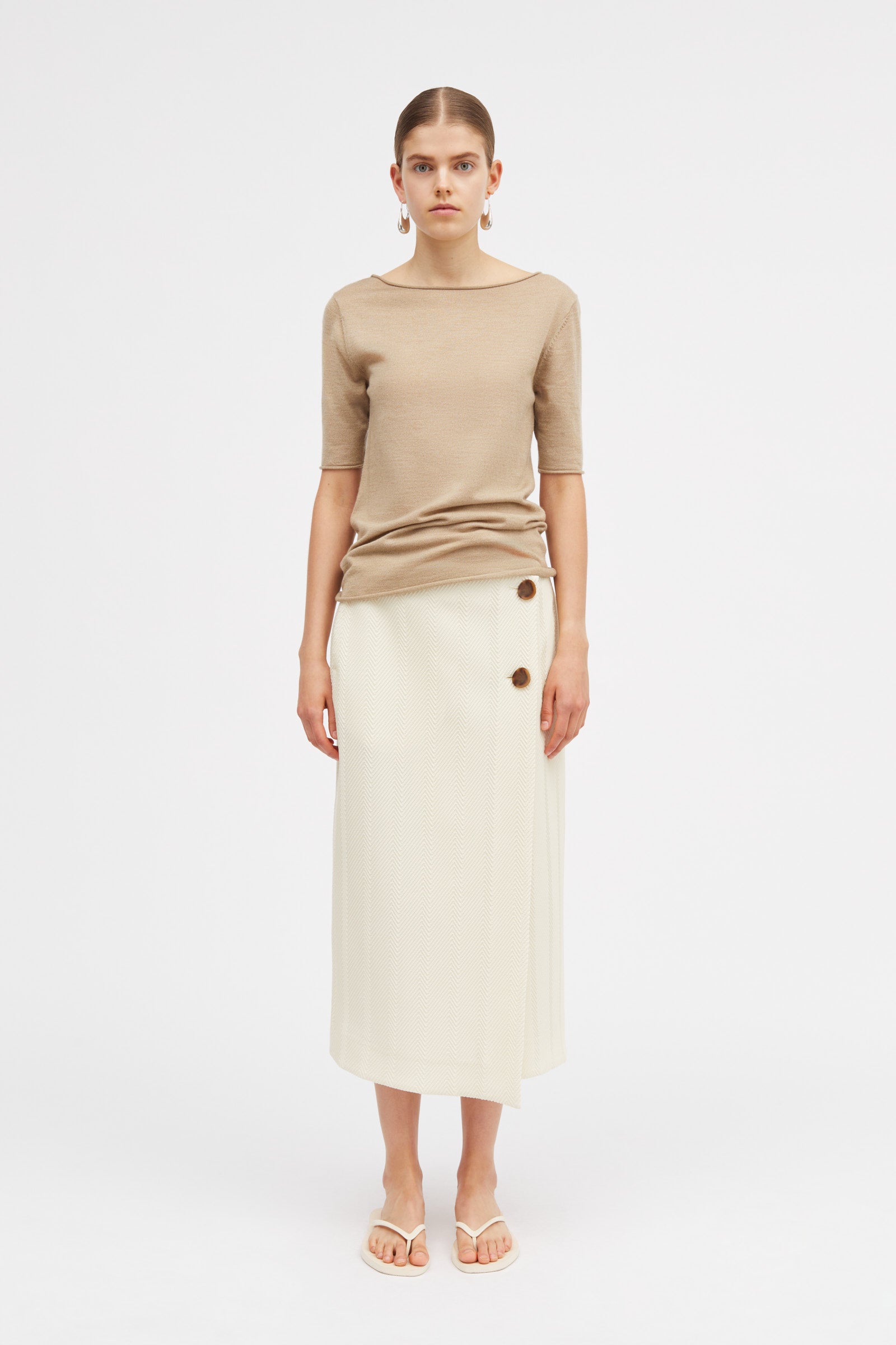 Mark Kenly Domino Tan Neyla 3d Herringbone Skirts CREAM