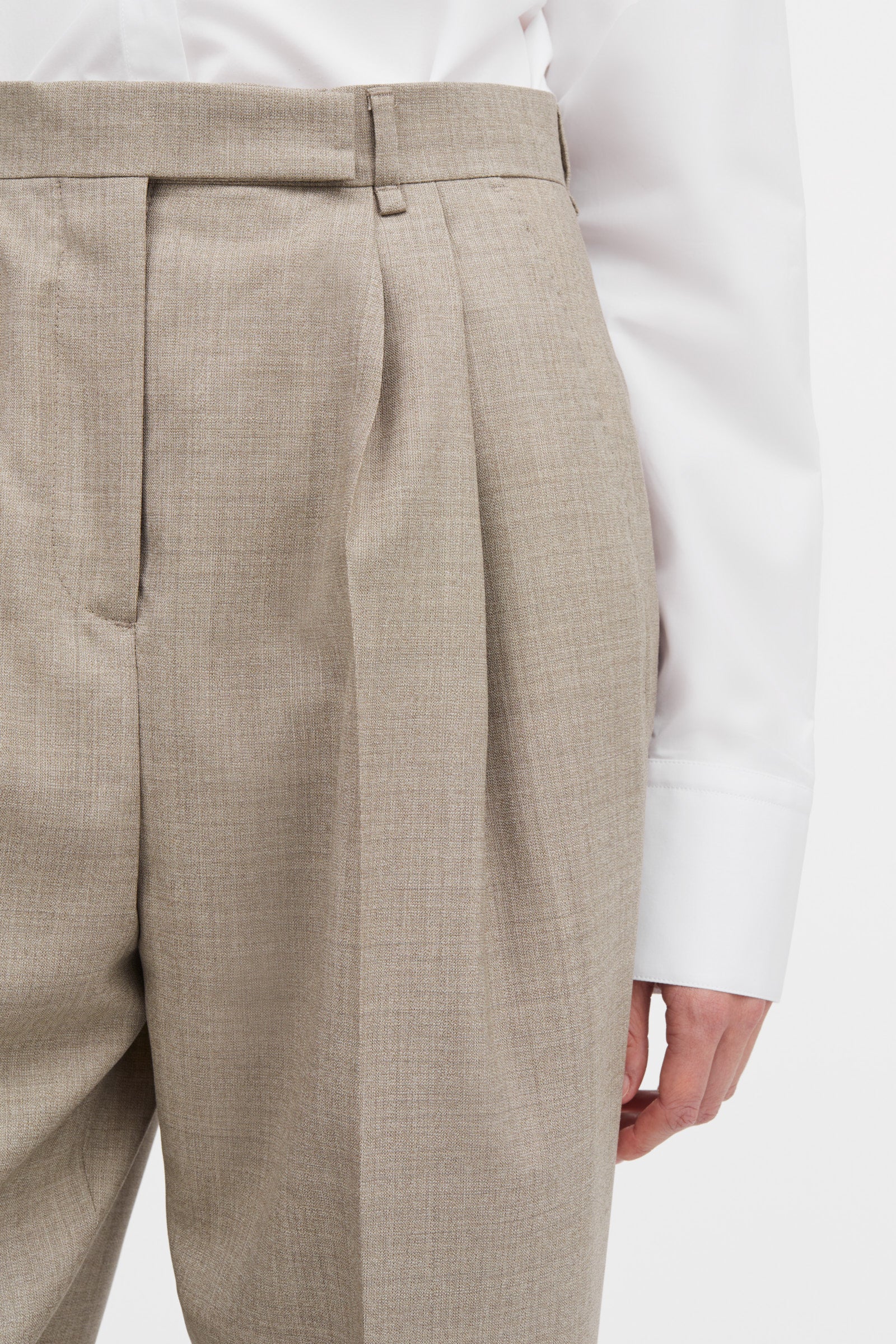 Mark Kenly Domino Tan Pomi Thin Wool Melange Pants CLAY MELANGE