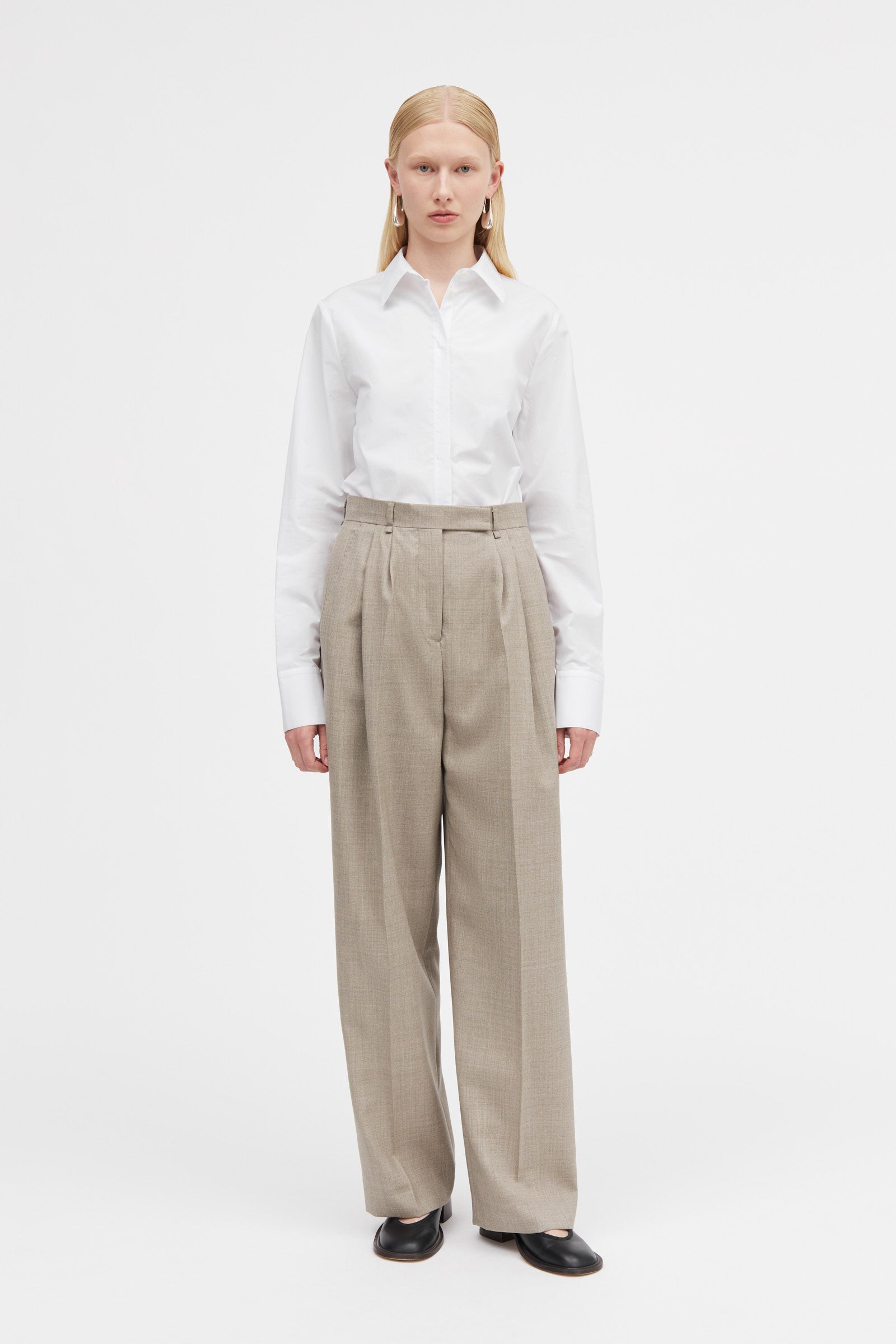 Mark Kenly Domino Tan Pomi Thin Wool Melange Pants CLAY MELANGE