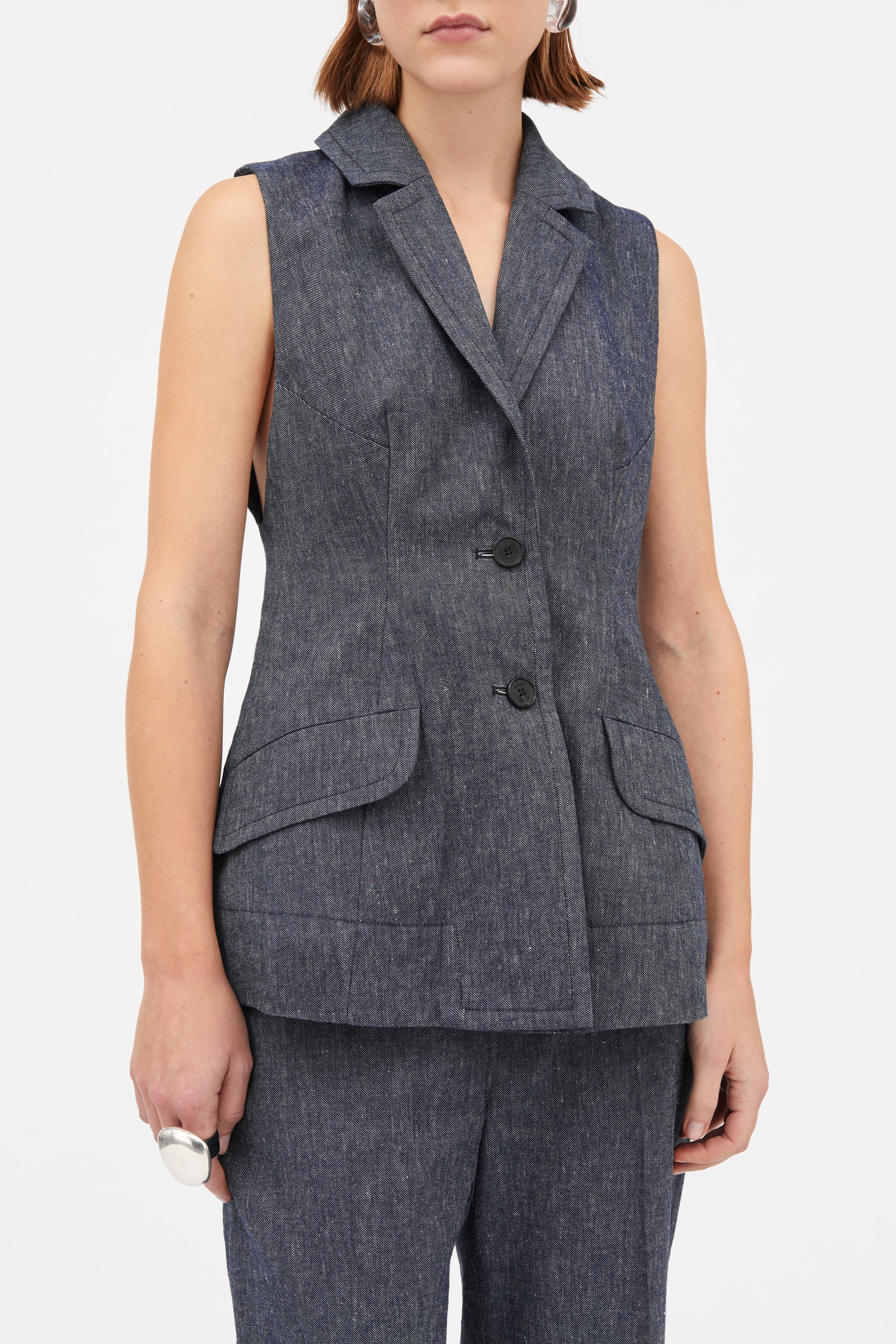 MKDT Studio Vika Soft Denim Vest NAVY
