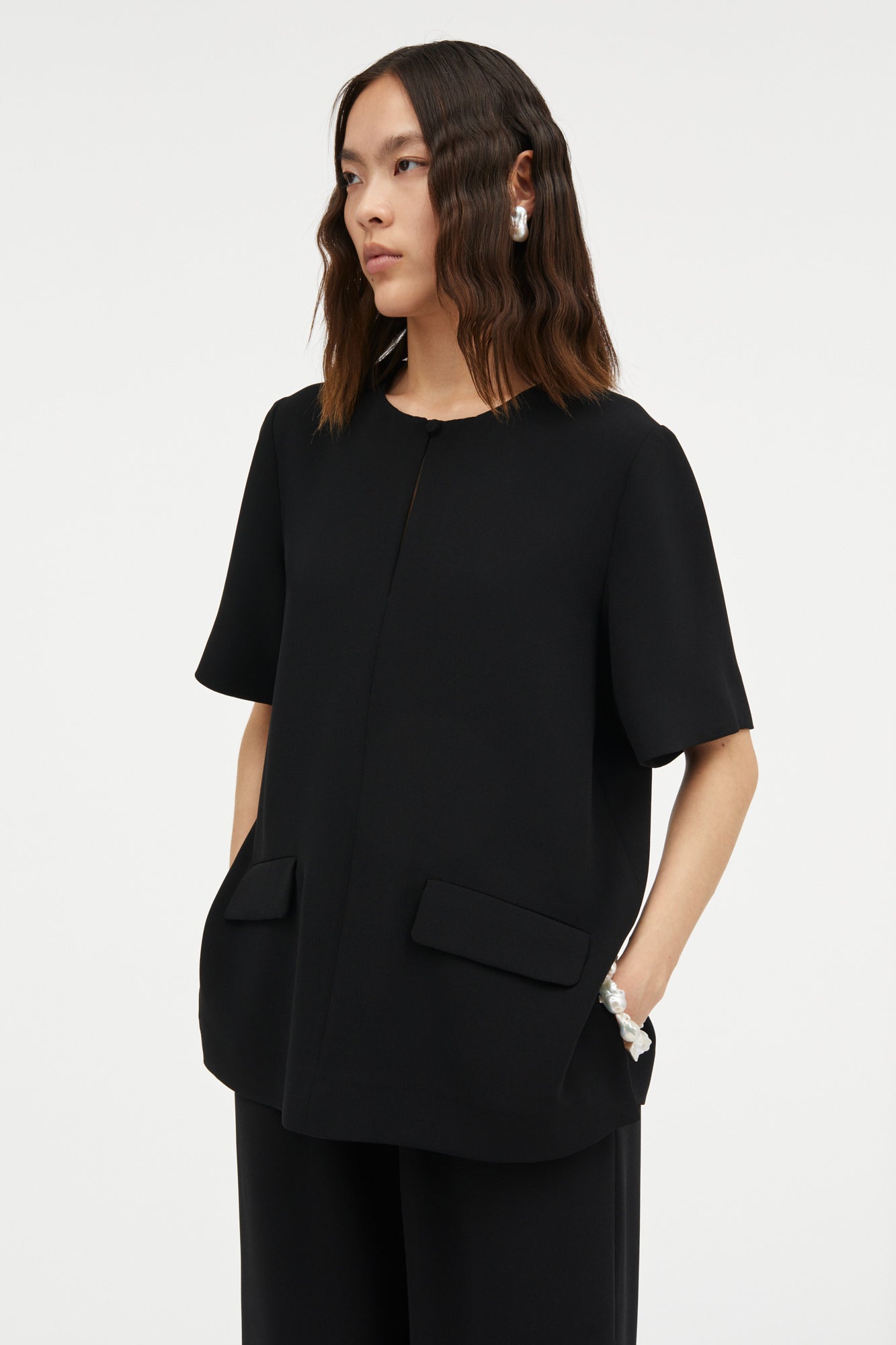 MKDT Studio Betty Crepe Georgette Blouses BLACK