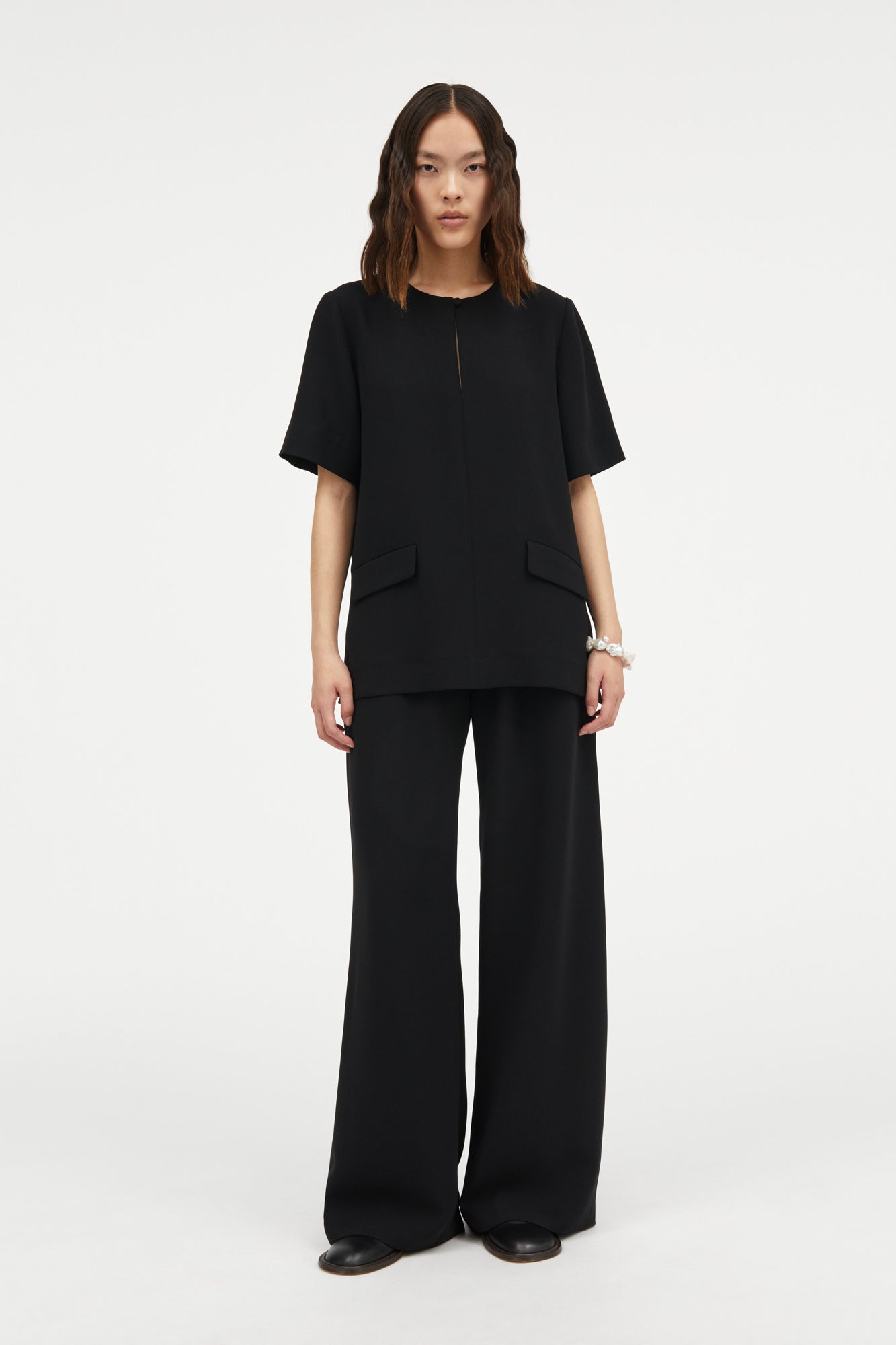 MKDT Studio Betty Crepe Georgette Blouses BLACK
