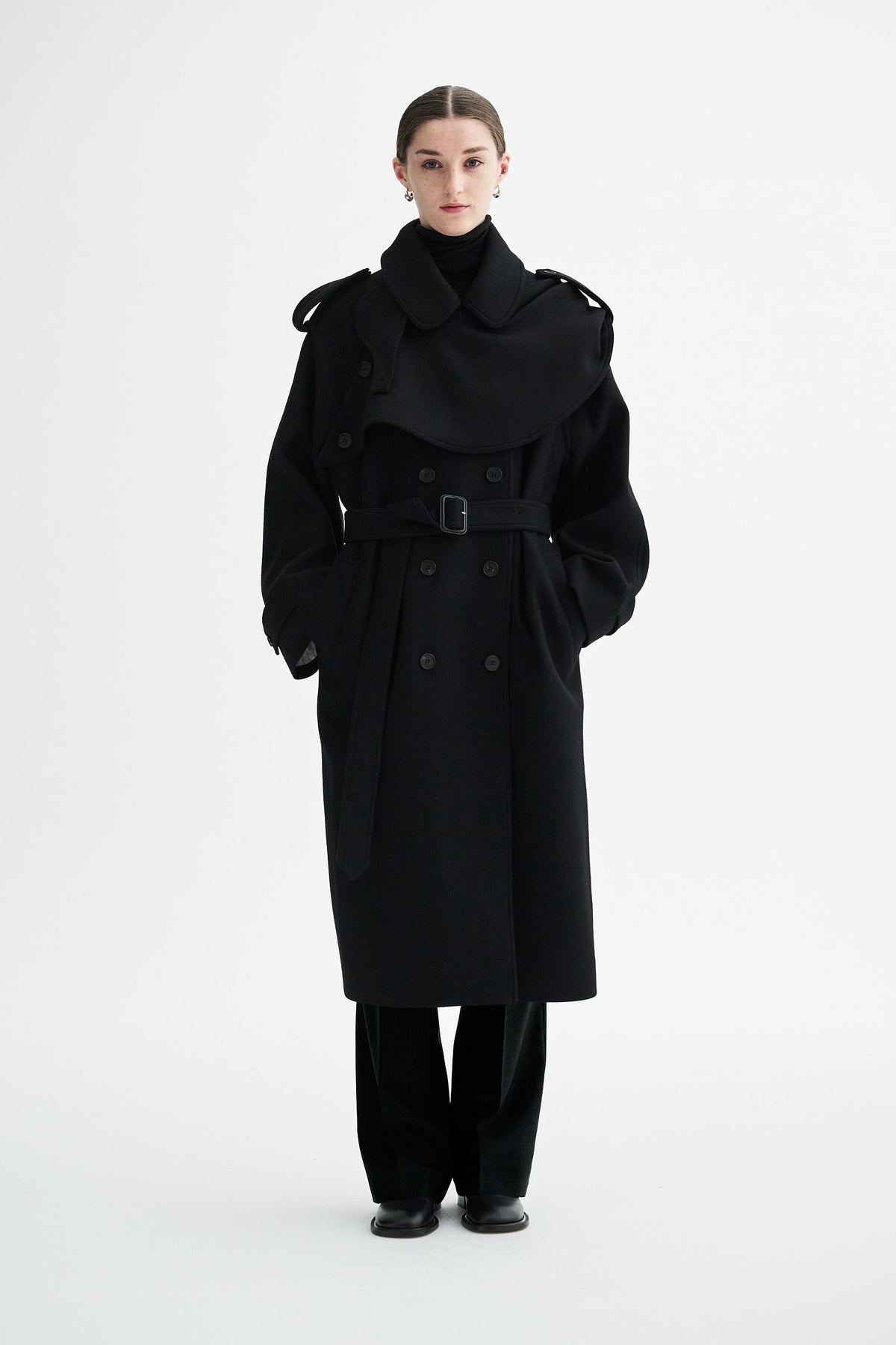 MKDT Studio CICELY TWO LAYERED WOOL Coats BLACK