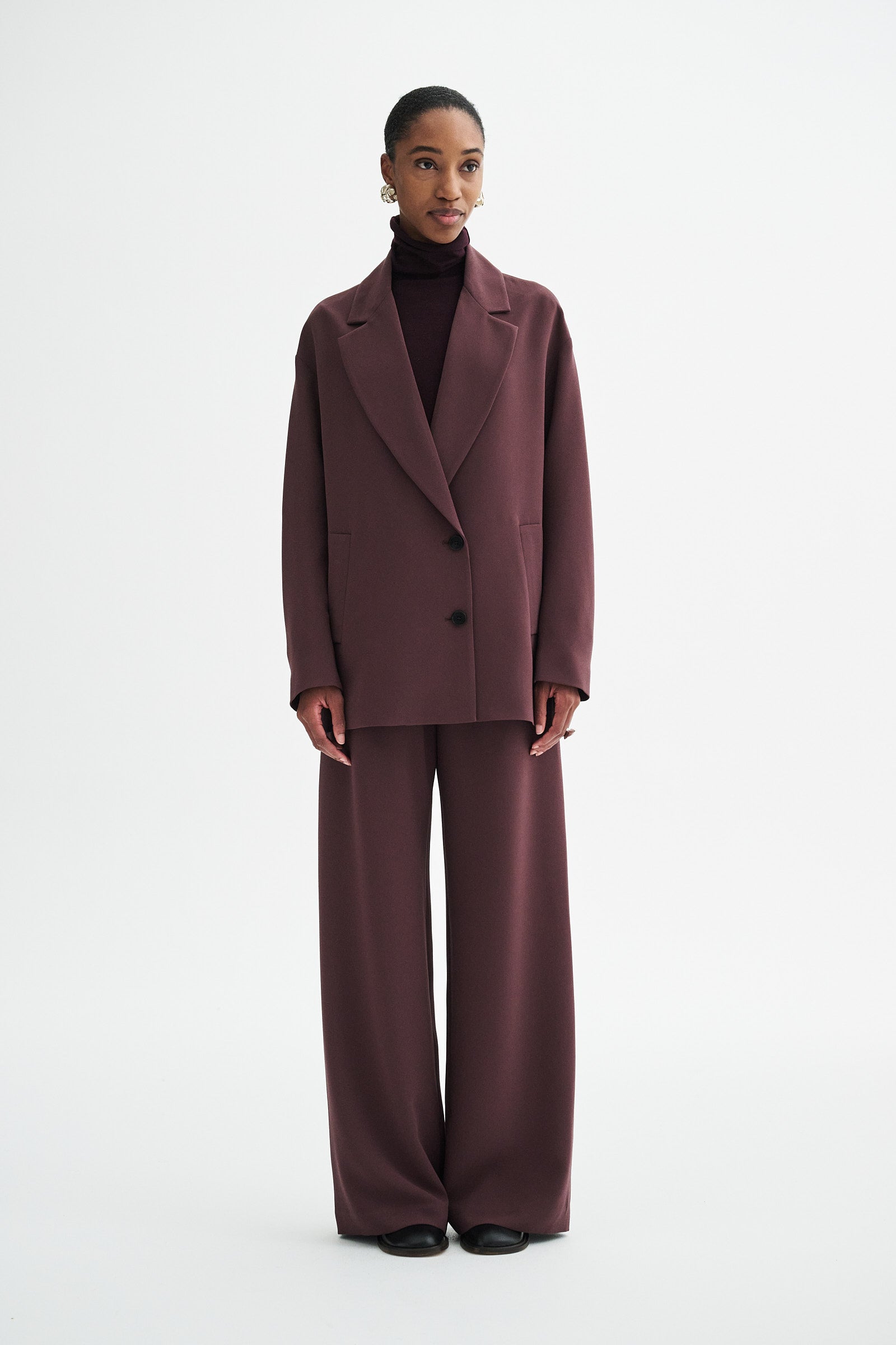 MKDT Studio COVY CREPE GEORGETTE Coats BURGUNDY