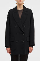 Mark Kenly Domino Tan Calia Crepe Georgette Coats BLACK
