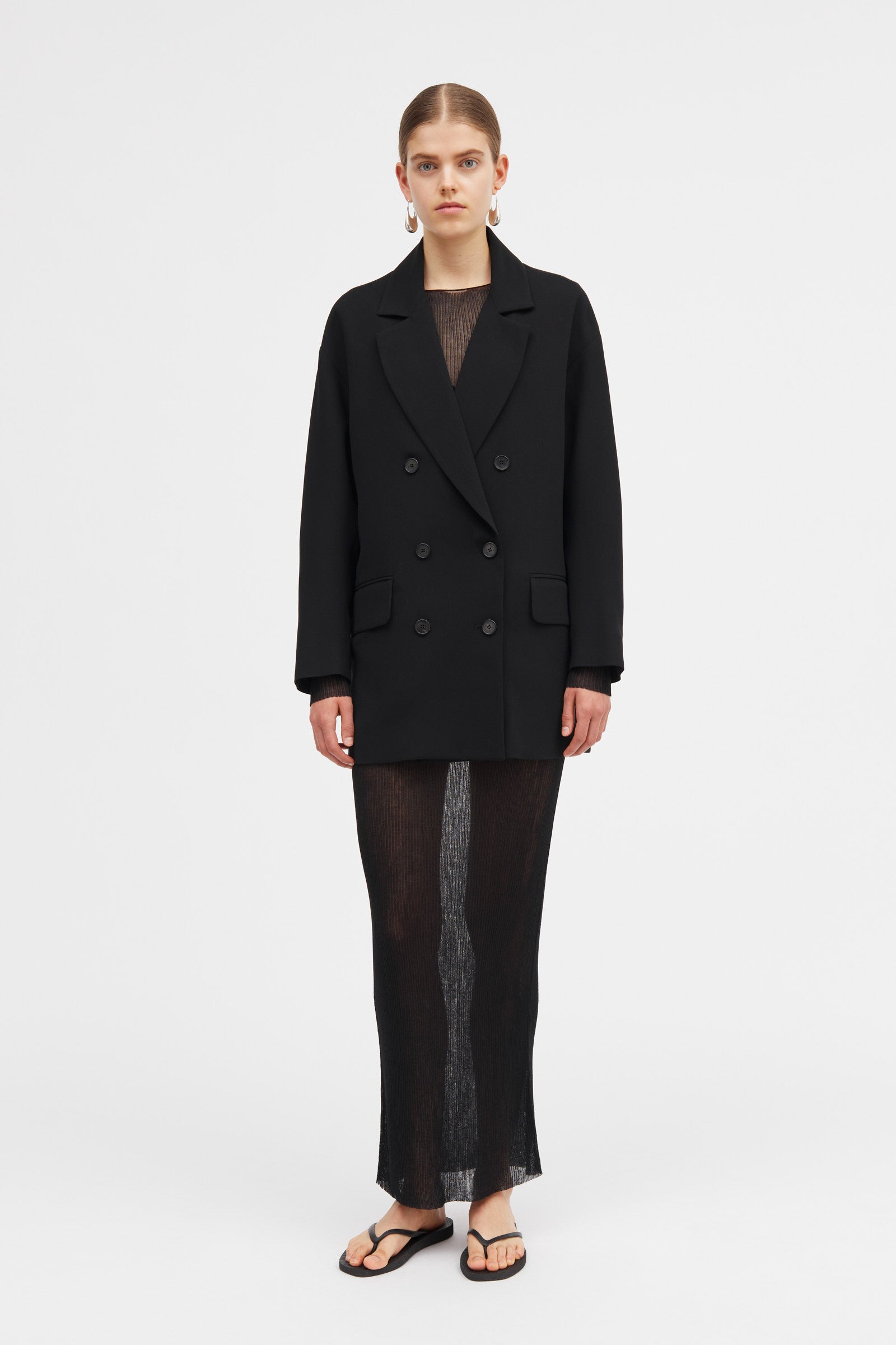 Mark Kenly Domino Tan Calia Crepe Georgette Coats BLACK