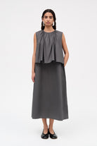 Mark Kenly Domino Tan Dorea Sheer Cotton Organic Dresses ANTRACIT