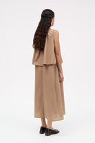 Mark Kenly Domino Tan Dorea Sheer Cotton Organic Dresses TAUPE