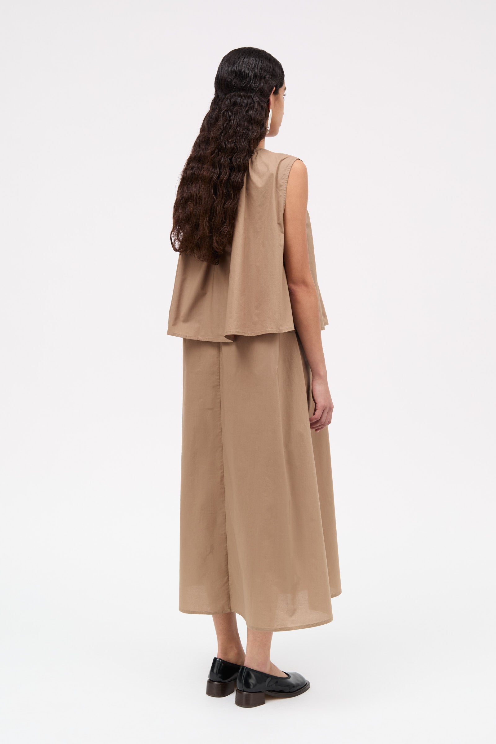 Mark Kenly Domino Tan Dorea Sheer Cotton Organic Dresses TAUPE