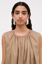 Mark Kenly Domino Tan Dorea Sheer Cotton Organic Dresses TAUPE
