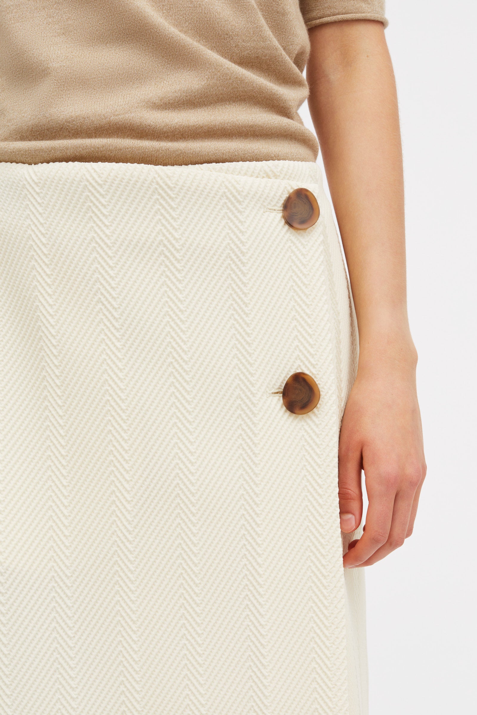 Mark Kenly Domino Tan Kobi Merino Sweater LIGHT WOOD MELANGE