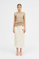Mark Kenly Domino Tan Kobi Merino Sweater LIGHT WOOD MELANGE