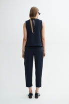 MKDT Studio PANNE CREPE GEORGETTE Pants NAVY