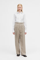 Mark Kenly Domino Tan Pomi Thin Wool Melange Pants CLAY MELANGE