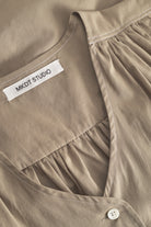 Mark Kenly Domino Tan Tahira Sheer Cotton Blouses KHAKI