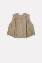 Mark Kenly Domino Tan Tahira Sheer Cotton Blouses KHAKI