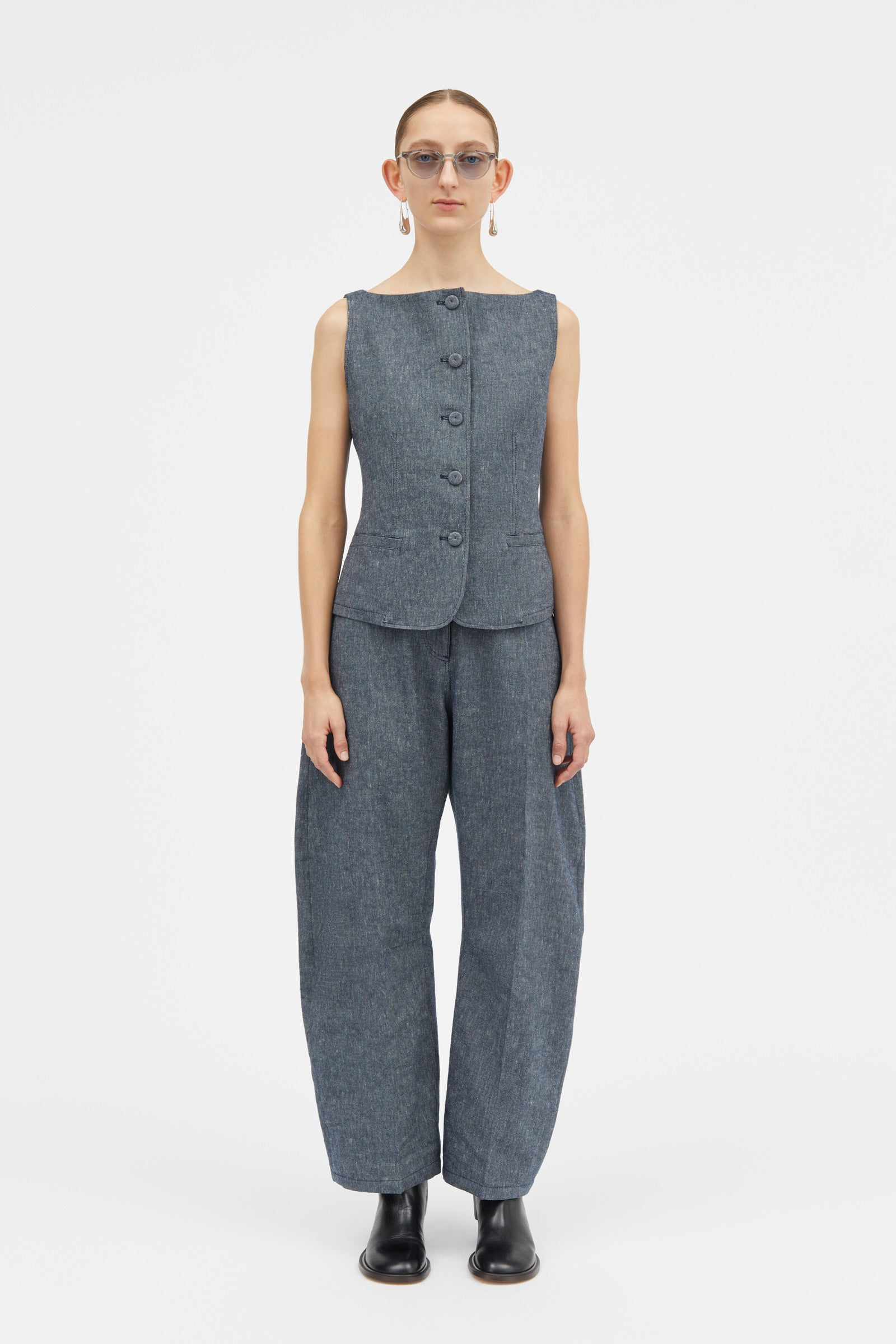 Mark Kenly Domino Tan Tura Soft Denim Vest NAVY