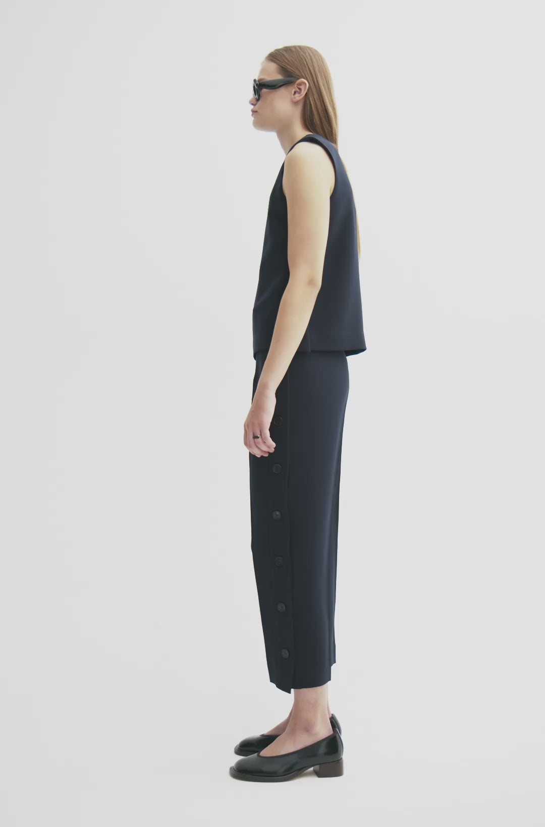 MKDT Studio TENA CREPE GEORGETTE Tops NAVY