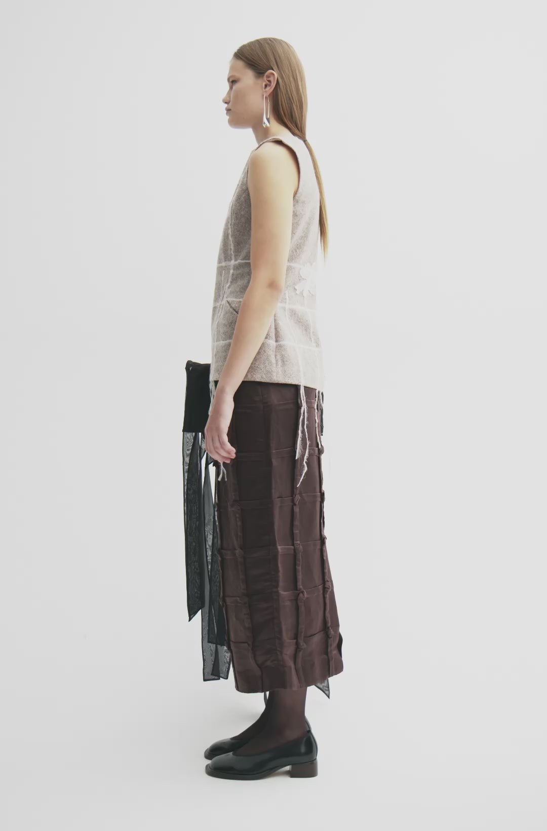 MKDT Studio NURI-ATELIER LINEN SILK BLEND Skirts DARK BROWN
