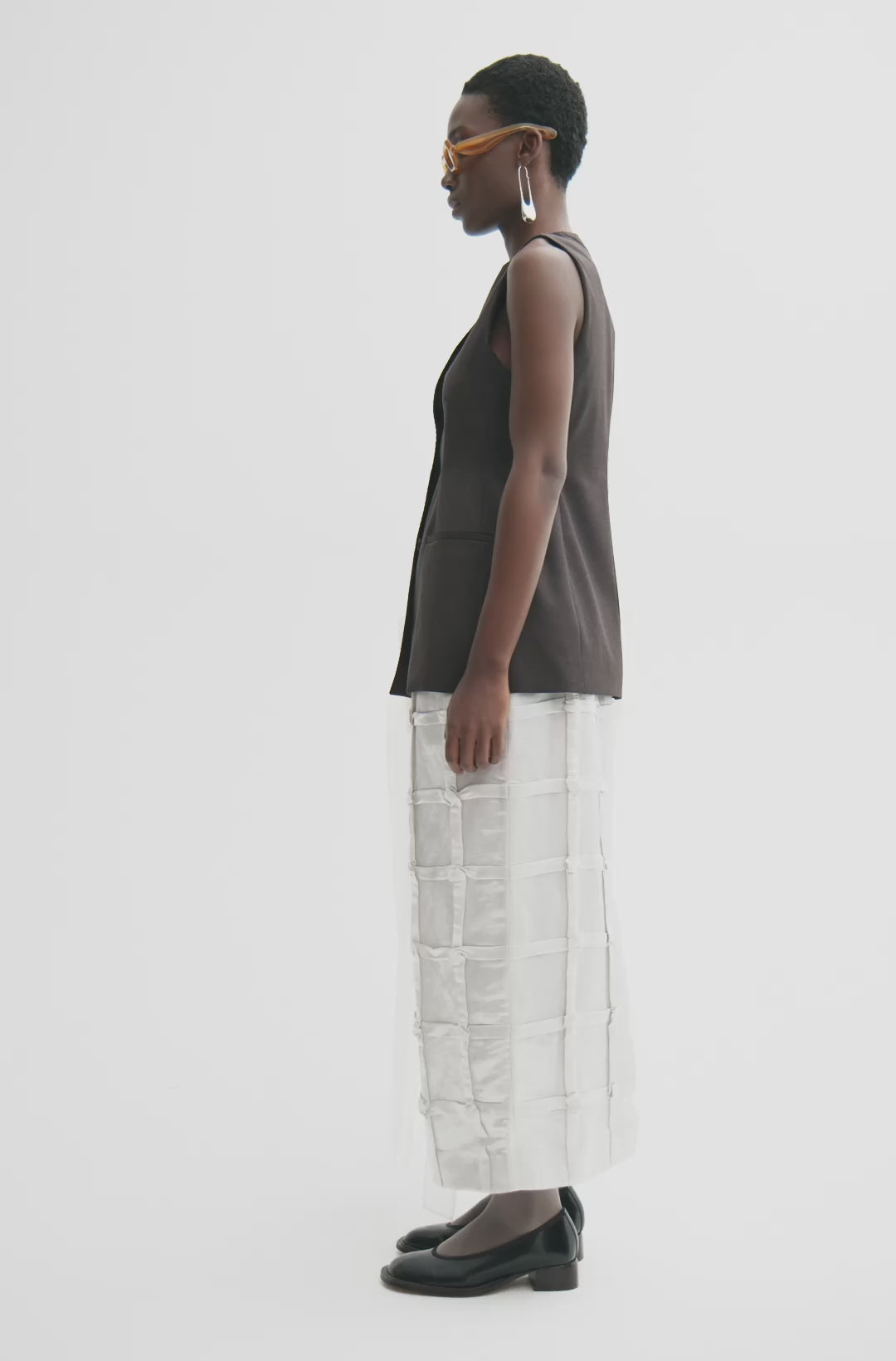MKDT Studio NURI-ATELIER LINEN SILK BLEND Skirts LIGHT GREY
